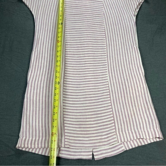 Madewell Linen Shirt Dress Womens Size Small Pink White Stripe Button Back Mini - Picture 12 of 15